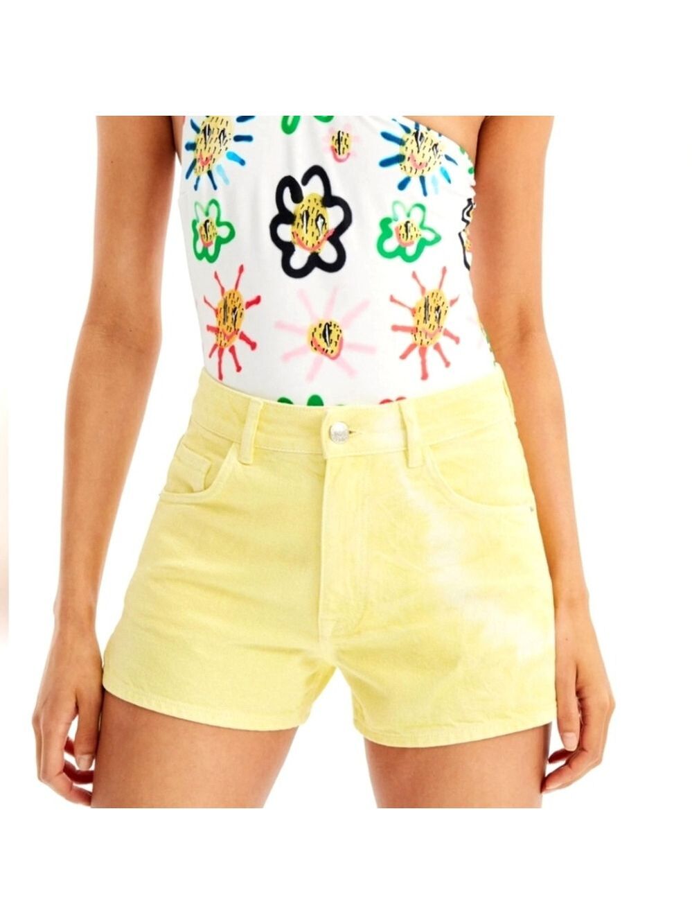 Desigual Yellow Jean Shorts Size Extra Small